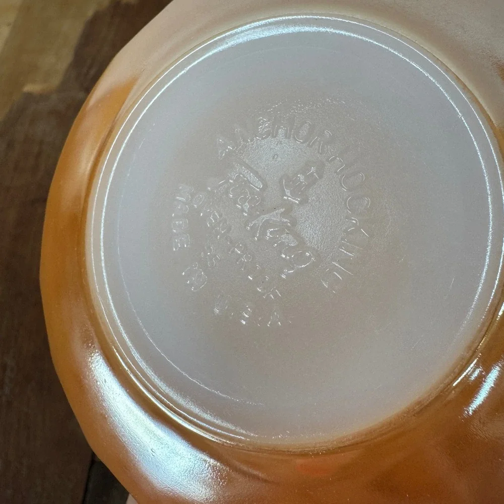 Anchor Hocking‎ Fire Ring Orange Peach Lusterware Carnival Glass Cup Saucer Set